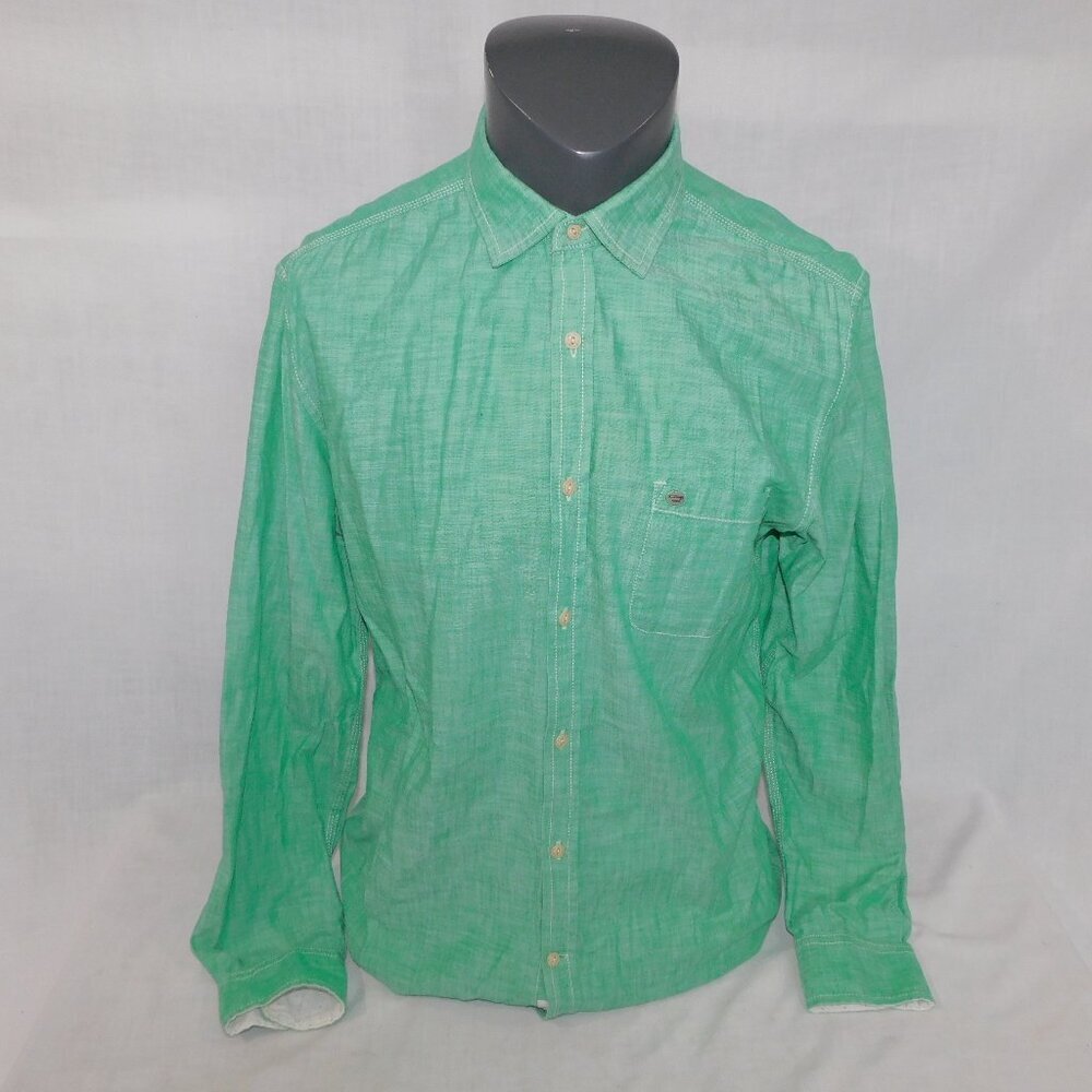 Diesel Co Mens L Green Heather Long Sleeve Button Front Shirt